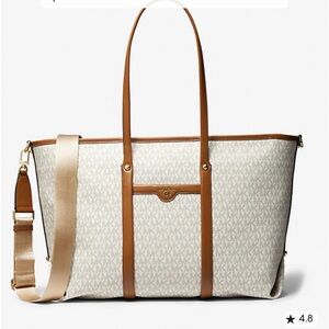 Michael Kors White and Tan Travel Bag